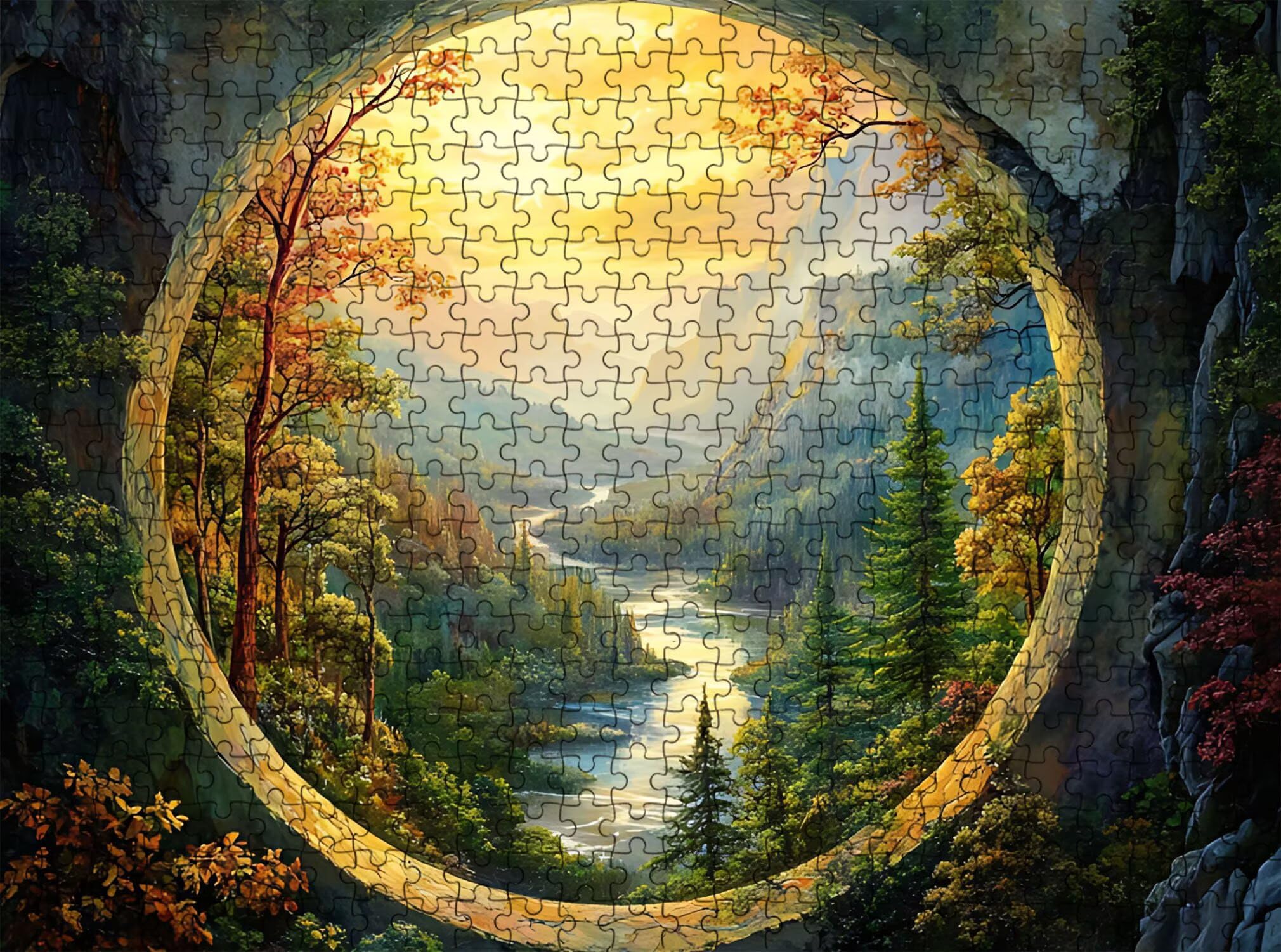 paesaggio foresta Puzzle 1500 Pezzi per Adulti, Puzzle in Legno - Collezione Classica con Poster Incluso - Sfida di Concentrazione e Passatempo Antistress, Gioco per Famiglia, 87 x 57 cm f0-512