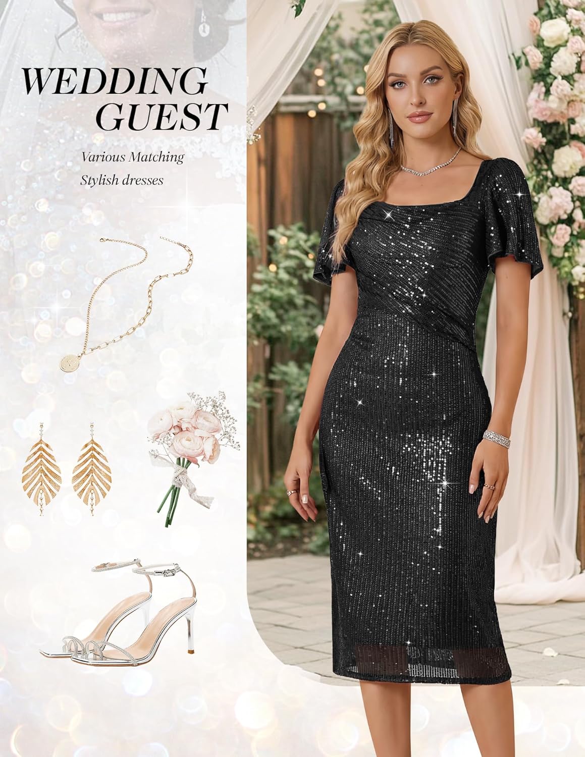 BeryLove Women Sequin Formal Cocktail Party Dresses Prom Bodycon Dress - Image 6