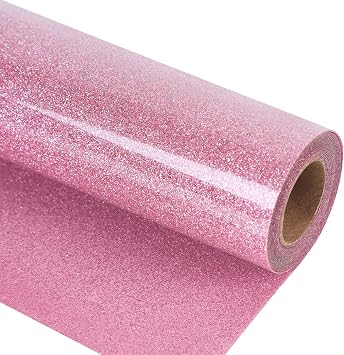 guangyintong Glitter HTV Heat Transfer Vinyl Rolls, Pink 12" x 8ft