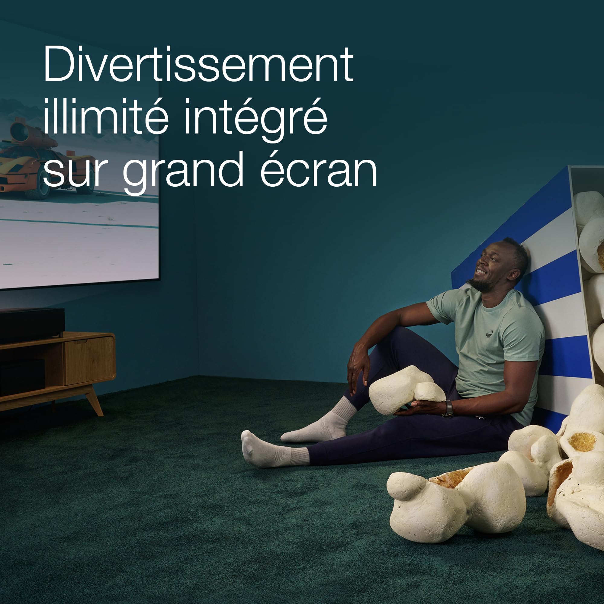 Epson Lifestudio Grand Plus EH-LS800B | Project. laser TV intelligente 4K home cinéma ultracourte focale | 4 000 lumens | 3LCD | Sound by YAMAHA | Android TV | Affichage 150 po | Garantie 5 ans | Noir