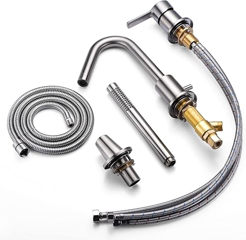 Miniatura 7 de SUMERAIN Grifo de bañera romana de níquel cepillado con rociador de ducha de mano