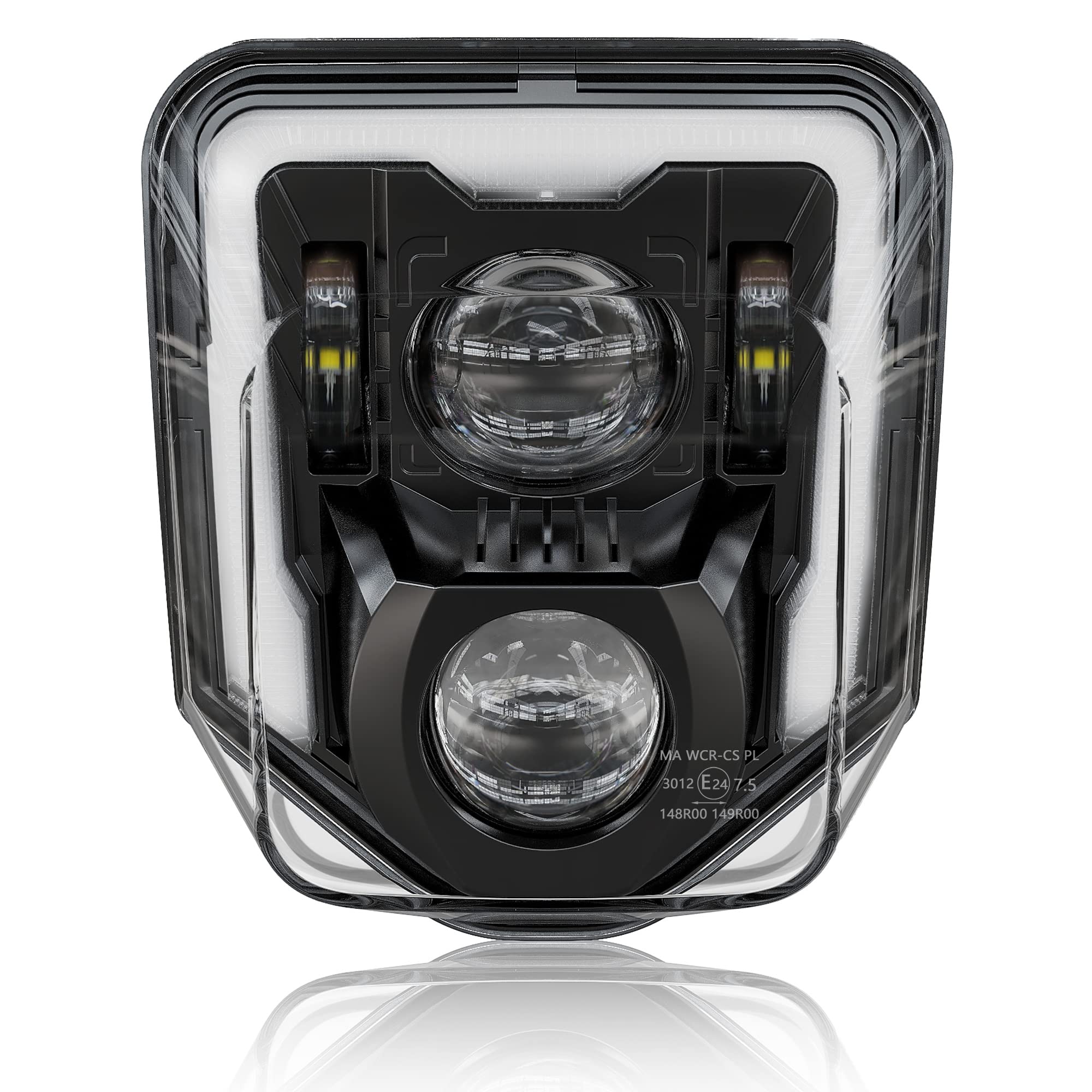 Dirt Bike Headlight 3200LM LED Motocross Headlight with DRL Fit For Husqvarna 2017-2023 FE250 FE350 FE450 FE501 FE501S FE701SM TE150 TE250i TE300i TX125 FC250 Pit Bike Enduro Motorcycle Black