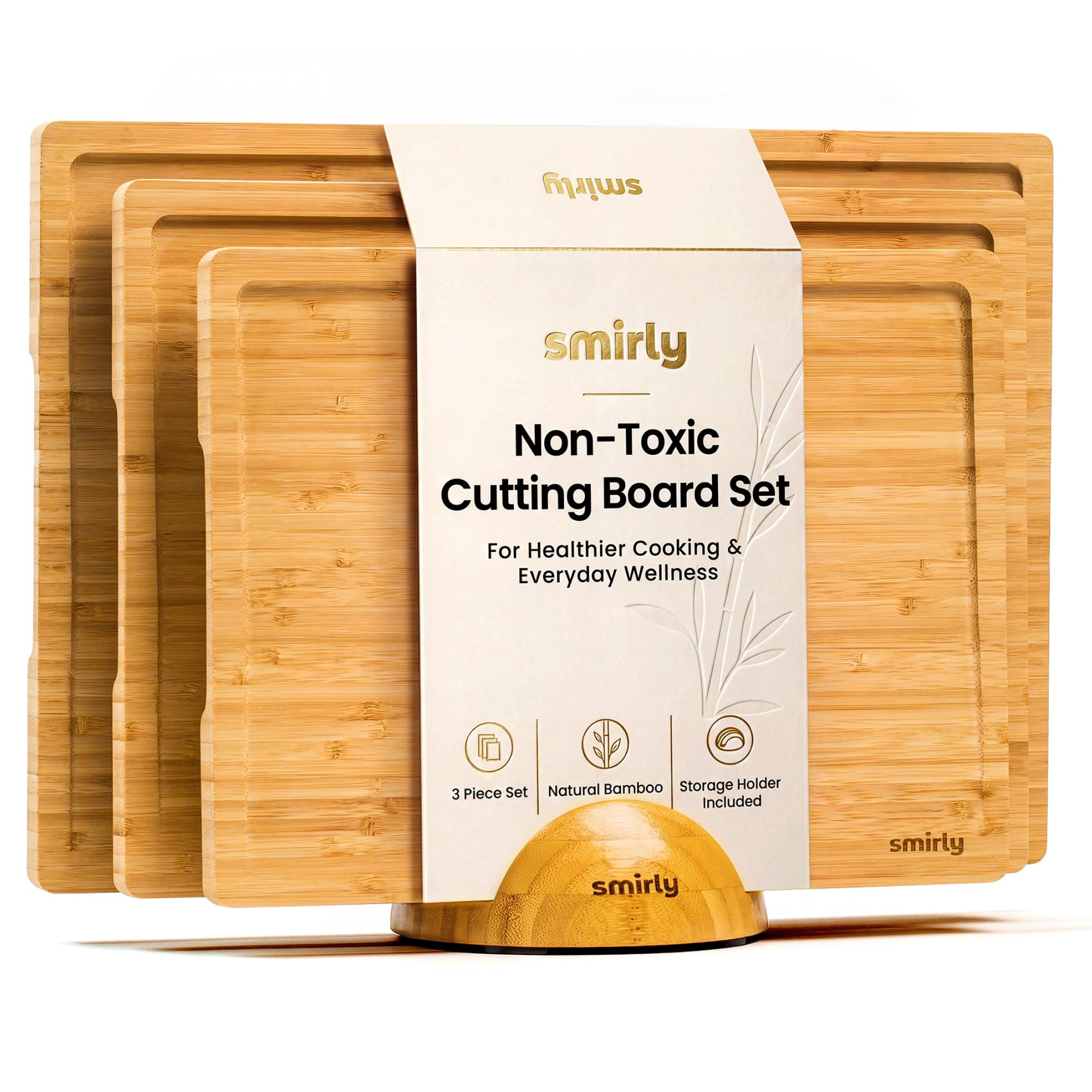 SMIRLY Bamboo Cutting Boards for Kitchen - Wood Cutting Board for…