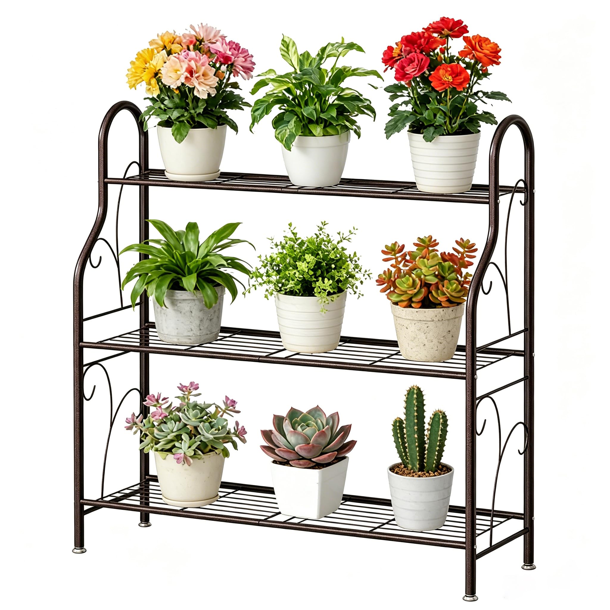 Photo 1 of [MISSING PARTS] SORCEDAS Plant Stand Indoor Outdoor Plant Shelf 3 Tier Metal Corner Flower Stand Multiple Holder for Patio Garden Balcony Living Room, Bronze
