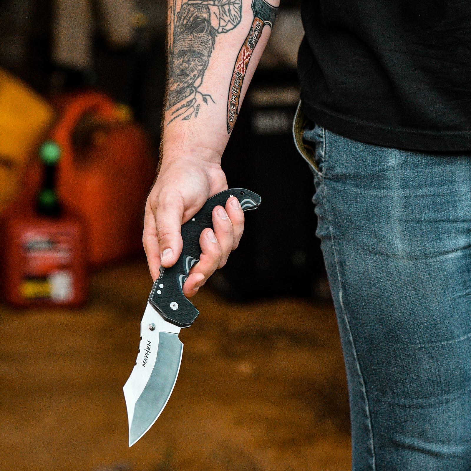 Cold Steel Mayhem AUS10A Steel Ultra-Sharp Blade 18.3 cm G10 Handle Tactical Outdoor Pocket Folding Knife with Atlas Lock Mechanism