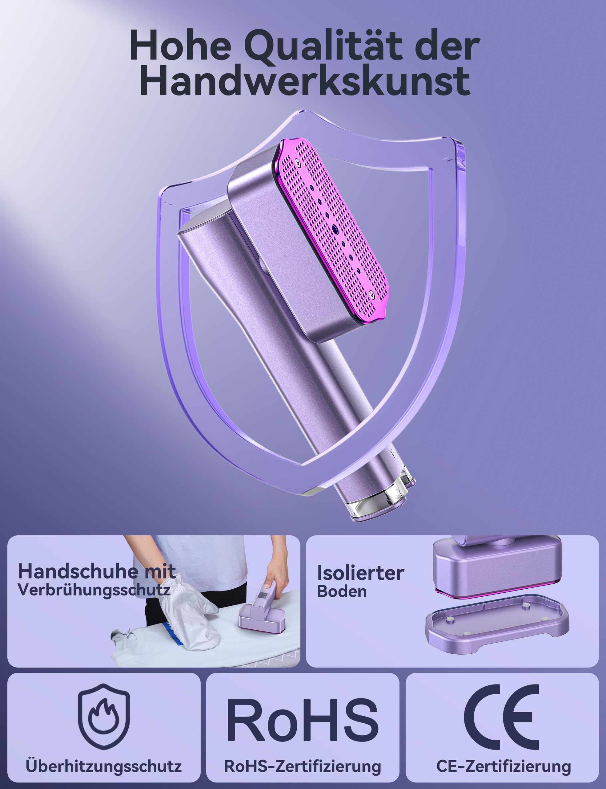 Sundu Défroisseur à vapeur 2 en 1 pour vêtements, fer à repasser de voyage, chauffage rapide en 15 secondes, fer à repasser mobile, fer à repasser de voyage, avec écran LED, 4 modes de repassage