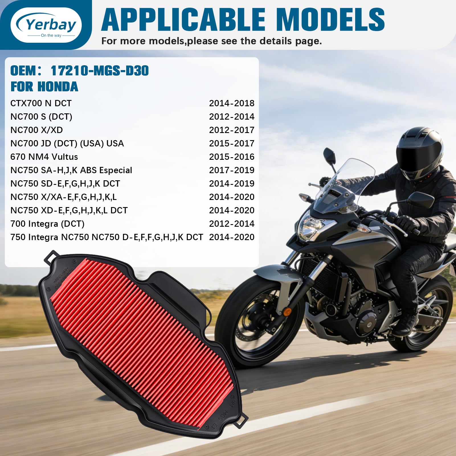 Filtre à Air HIFLOFILTRO HFA1715 - Pour Honda NM4 Vultus 2015-2016 - Neuf