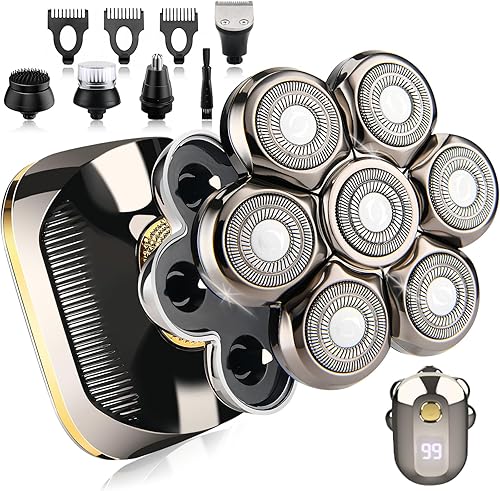 Afeitadoras eléctricas de cabeza para hombres calvos, maquinilla de afeitar eléctrica 7D mejorada para hombres, afeitadora de cabeza seca y húmeda