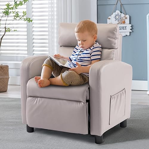 Miniatura 2 de hzlagm Silla reclinable para niños sillas reclinables para niños pequeños de 3 a 7 años con tabla de mesa portátil bolsillo lateral y reposapiés