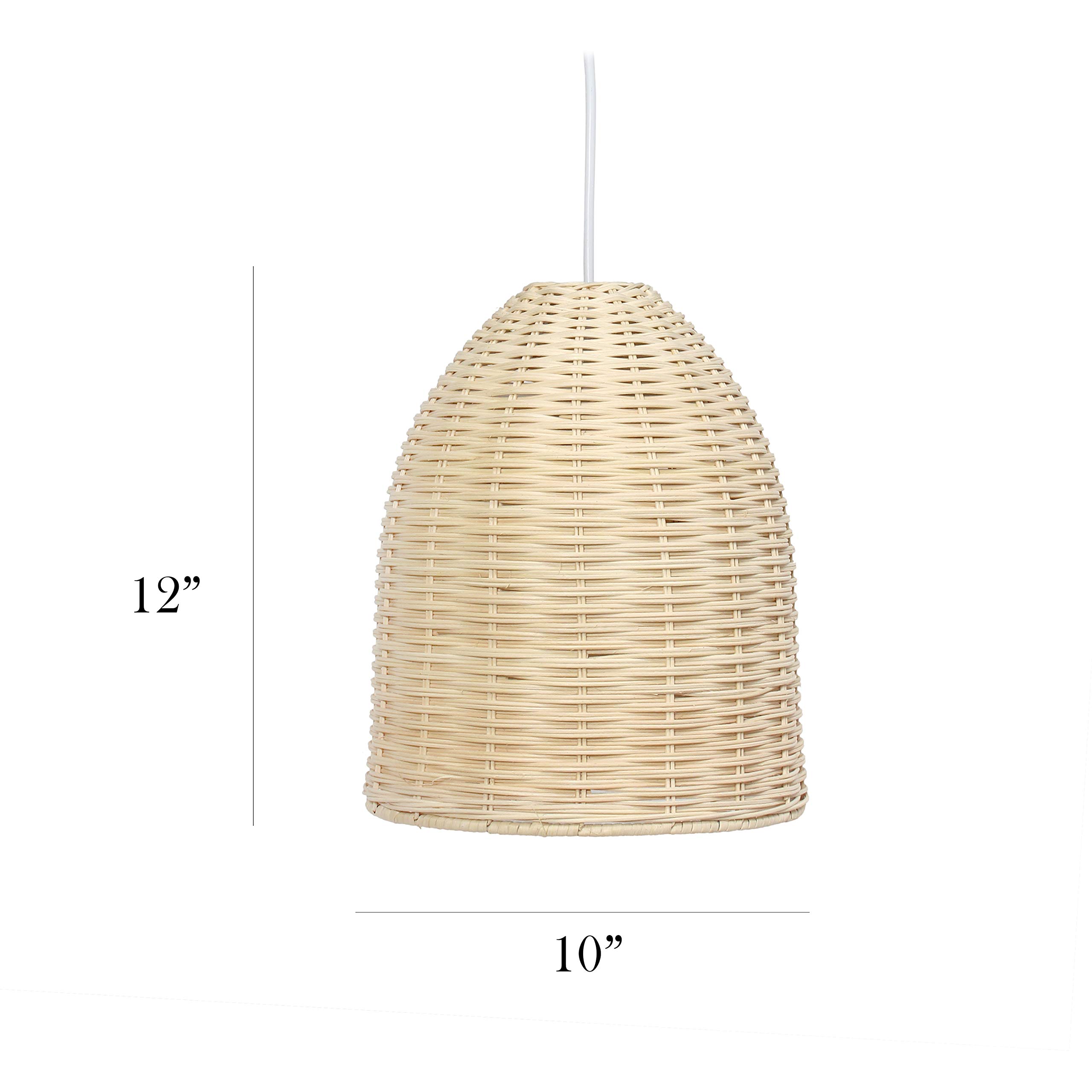 Elegant Designs PT1007-NAT Rattan Ceiling Light Pendant, Natural