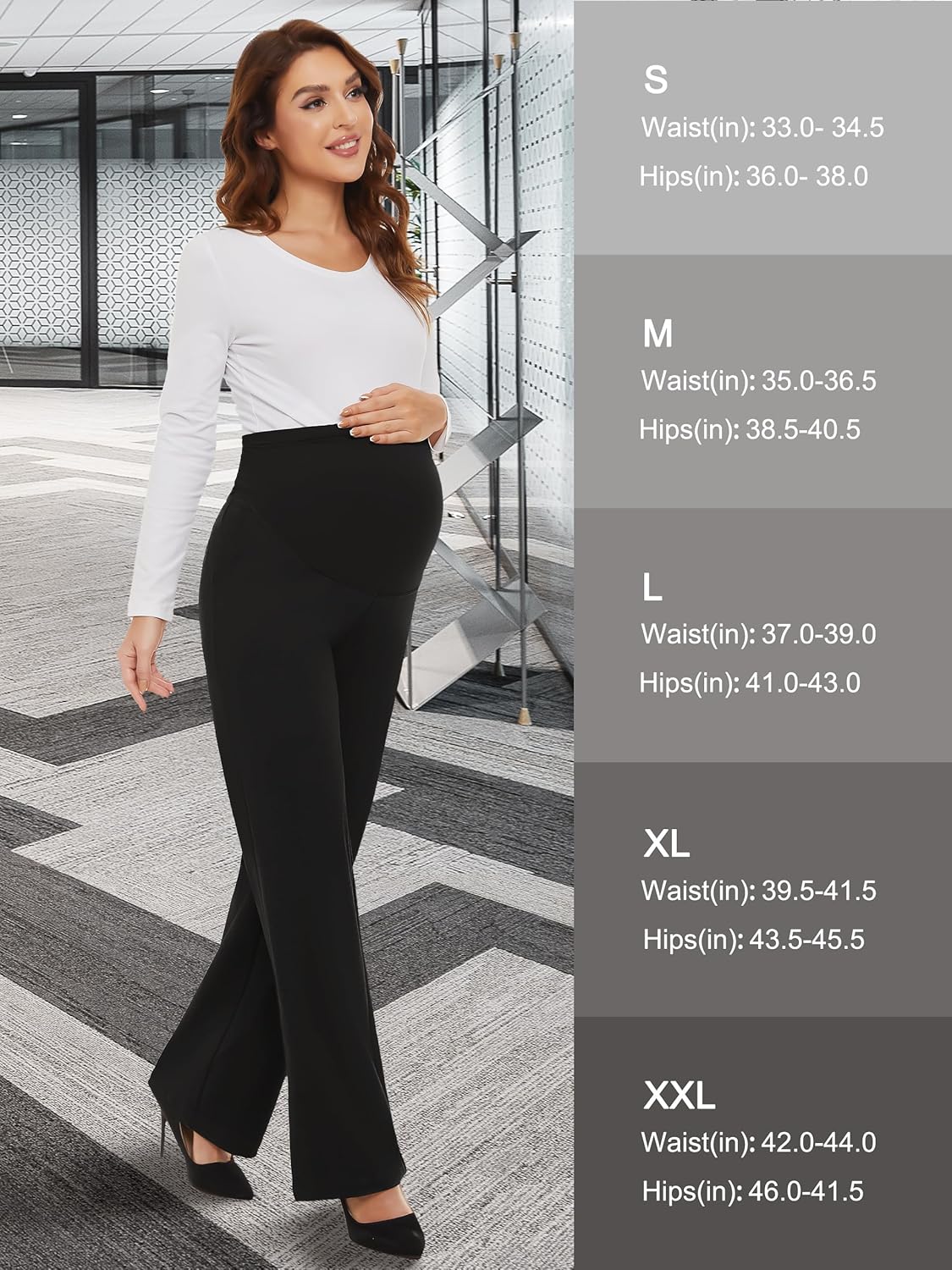 Tapata Women's Maternity Pants 28" 30" 32" Bootcut Dress Pants with Pockets Over Belly Pregnancy Work Pants Over-Bump Casual - Image 8