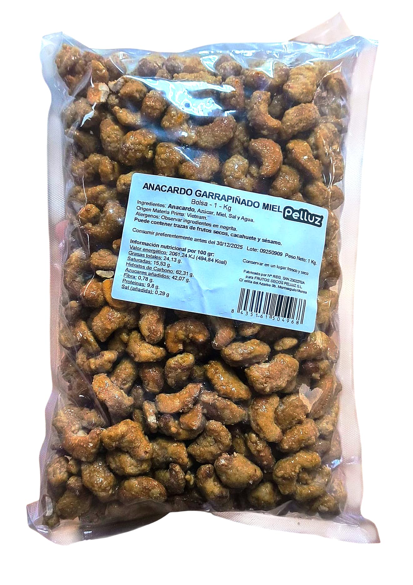 Anacardos Garrapiñados con miel 1 Kg - Ingredientes Naturales