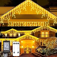 Vista 1 de Luces de carámbano para exteriores, 95 pies, 800 luces LED de Navidad blanca cálida para exteriores, 8 modos, temporizador, luces de carámbano