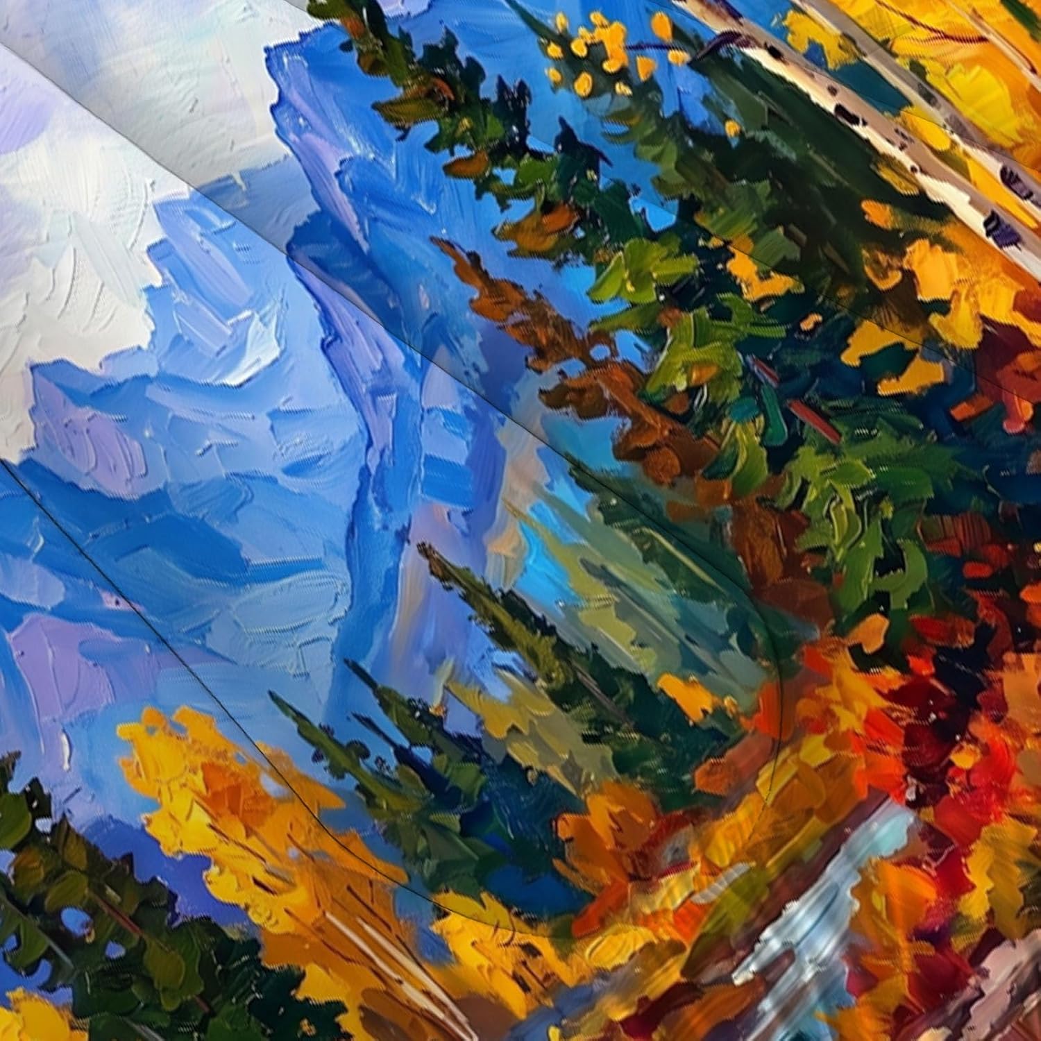 Oil Painting Landscape Comforter Set Twin Size, Autumn Forest Bedding Set for Girls Boys, Orange Color Quilt Bed 68"X90" Bedding Comforter Sets with 2 Pillowcase Room Decor