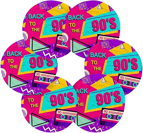 Miniatura 2 de Coasters Absorbant Set of 6 with Holder Coasters for Drinks Absorbent Coasters Porta Vasos para Mesas 90's Retro Style
