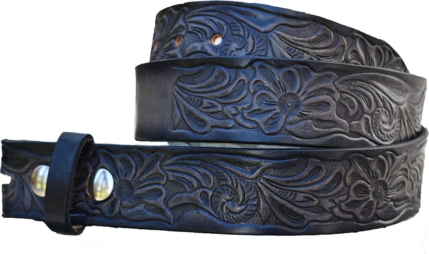 Western Floral 927 Leather Name Belt Custom Engraved Men and Women