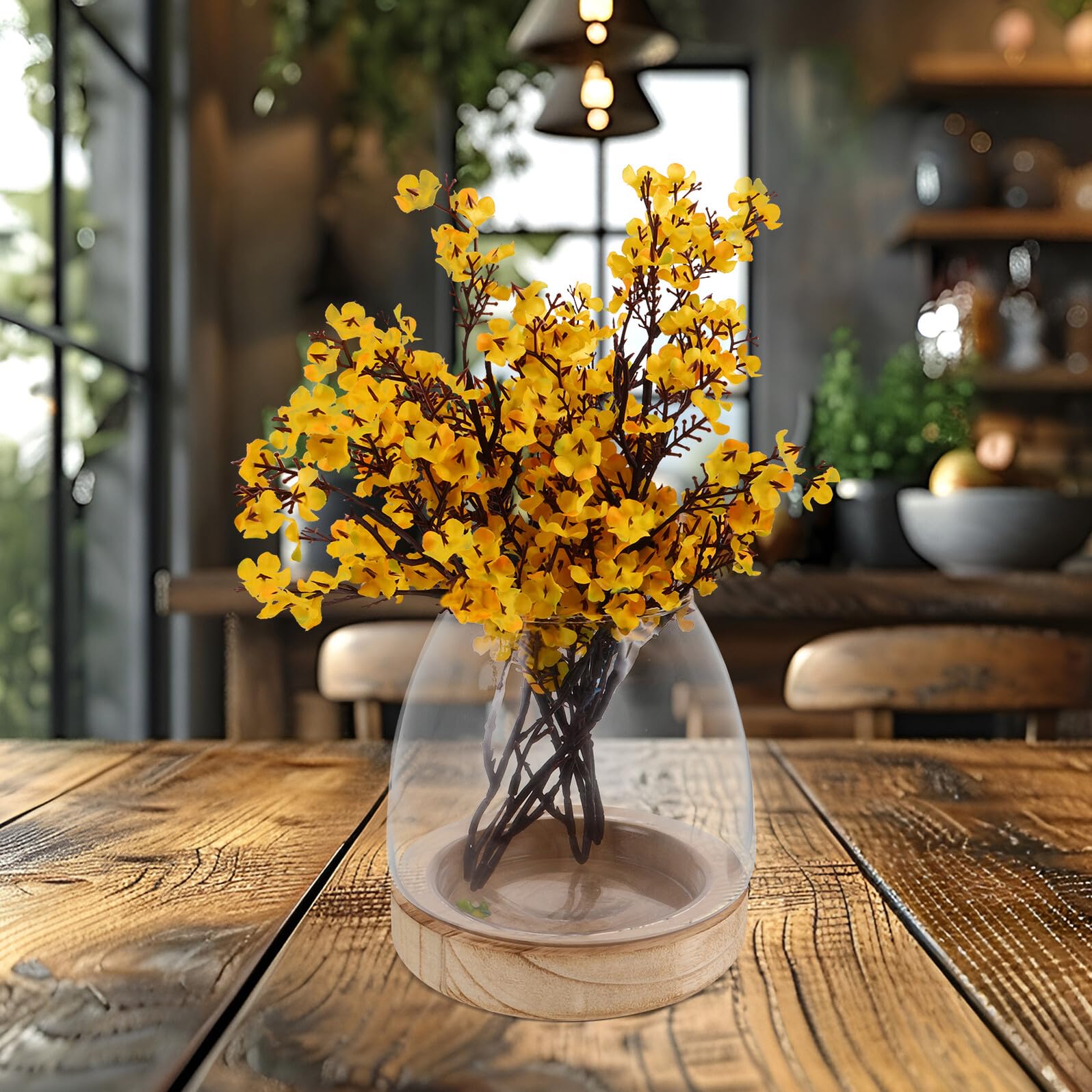 Vase Hydroponique Verre avec Base Pot à Fleurs Eau Transparent pour Propagation Décor Moderne pour Bureau et Maison