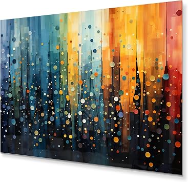 DesignQ Large Midcentury Metal wall art, Bold Breeziness Colorful Mid Century Elegance I, Abstract Midcentury Metal wall art decor, Multi-Color Mid-Century Modern Metal wall art, 40x30 inches