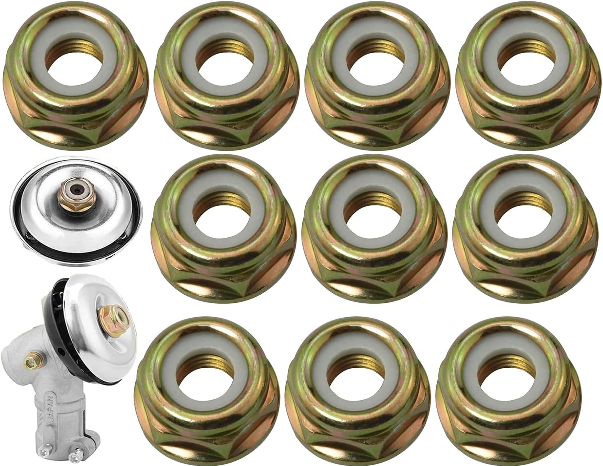 10Pcs Universal Left Hand Thread Blade Nut M10 x 1.25 Replacement for String Trimmer Brush Cutter Gear Head Blade Case Accessories