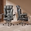 Efomao Desk Office Chair, Big and Tall Ergonomic Executive Chair with Footrest, High Back Reclining Computer Desk Chair, Thick Padded Wide Armrests 200KG Heavy Duty PU Leather Office Chair