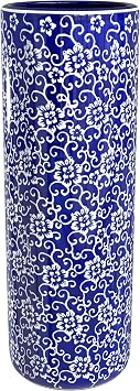 Red Lantern 24 White Flowers on Blue Umbrella Stand