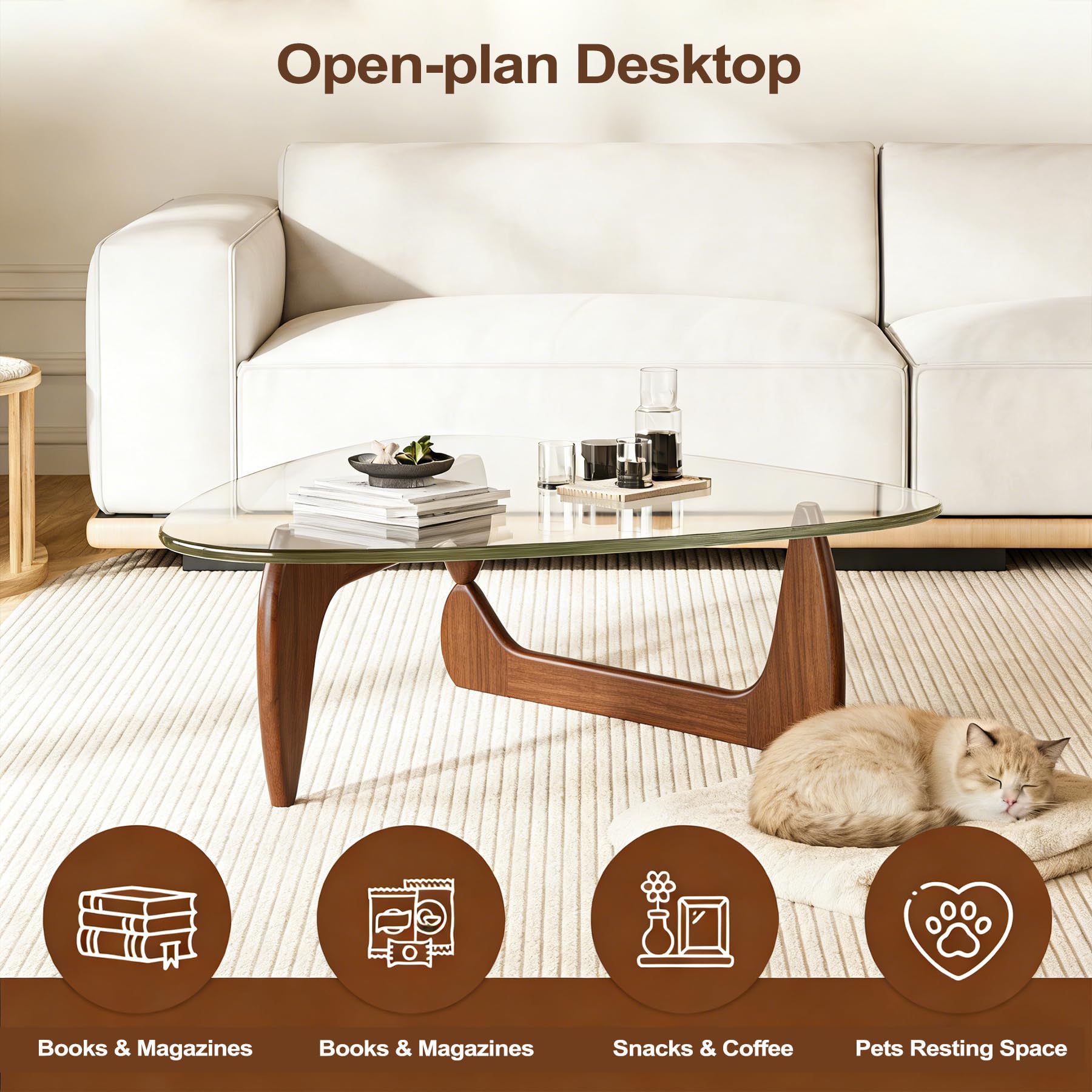 Amazon.com: Glass Coffee Table, 44.9″D×32.3″W×15.8″H Triangle