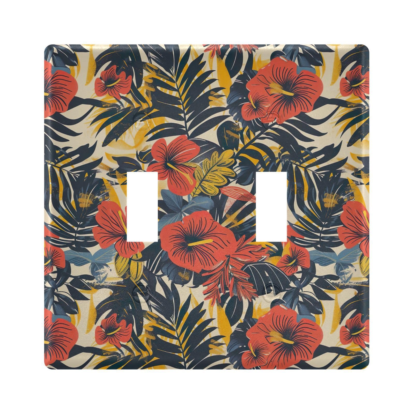 UMIRIKO Tropical Red Flowers Floral Light Switch Cover Plate Covers Decorative Double Toggle Home Decor 202b5337