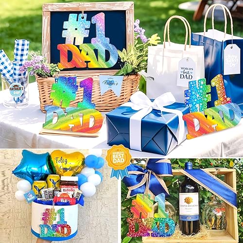 Miniatura 4 de Adornos de Letras de Madera PAPÁ para Pintar de 7 Pulgadas, Tamaño Grande, Recorte de Papi de Madera para el Día del Padre, DIY en Blanco, Madera