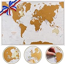 Scratch Map of the World in French Language - Extra Large - 84 x 59 cm - Maps International - Over 50 years of experience in mapping - Detailed map elements