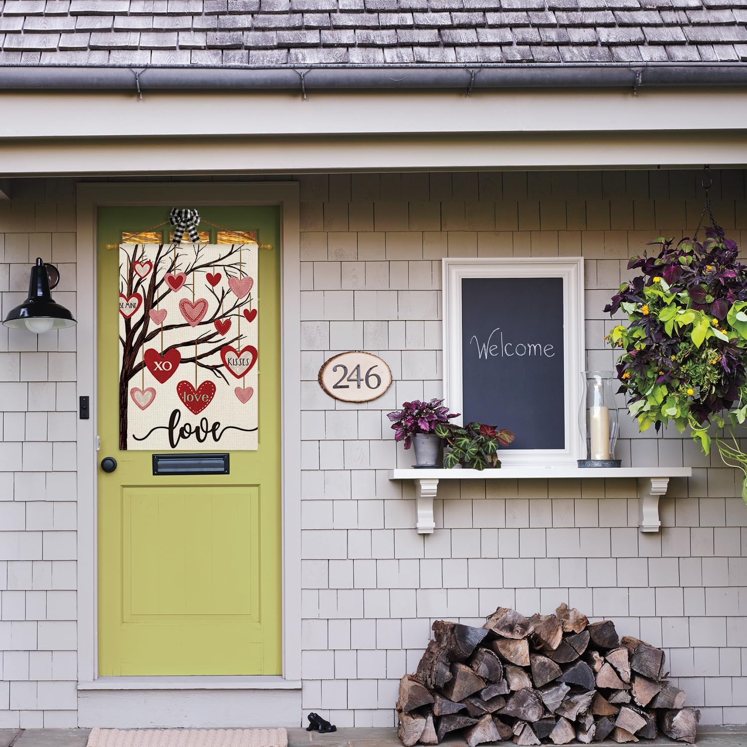 AVOIN colorlife Valentines Day House Flag 28x40 Inch Double Sided Outside, Love Heart Tree Rustic Anniversary Wedding Yard Outdoor Flag - Image 4