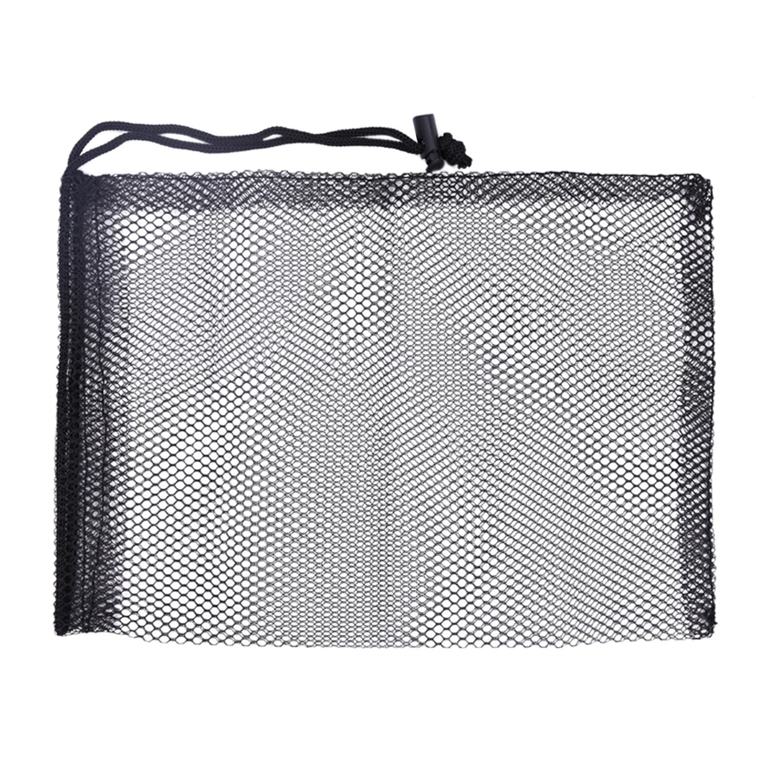 Sac de balle de golf noir en maille nylon solide et légère avec cordon de serrage