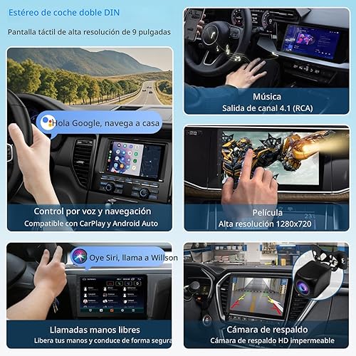 Miniatura 7 de Receptor estéreo de coche doble DIN Android 13, pantalla táctil universal HD de 10.1 pulgadas con 64 GB, GPS integrado y cámara de respaldo,