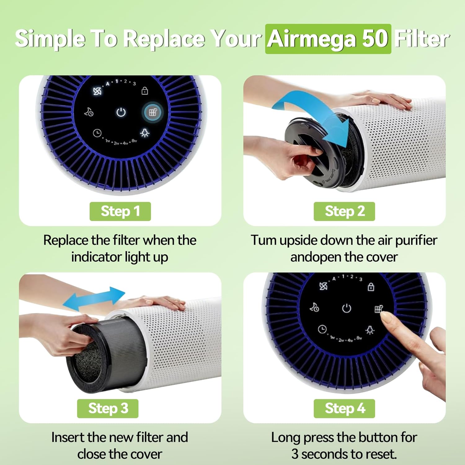 Airmega 50 Filter Replacement Compatible with Coway Airmega 50 Air Purifier, 3-in-1 True Hepa and Deodorization Filter