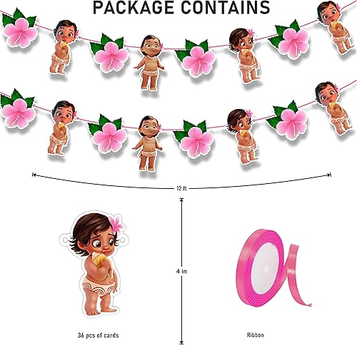 Miniatura 3 de BBY - Guirnalda decorativa Mna Suministros para fiesta de cumpleaños temática de isla tropical Guirnalda colorida hawaiana Luau para cumpleaños,