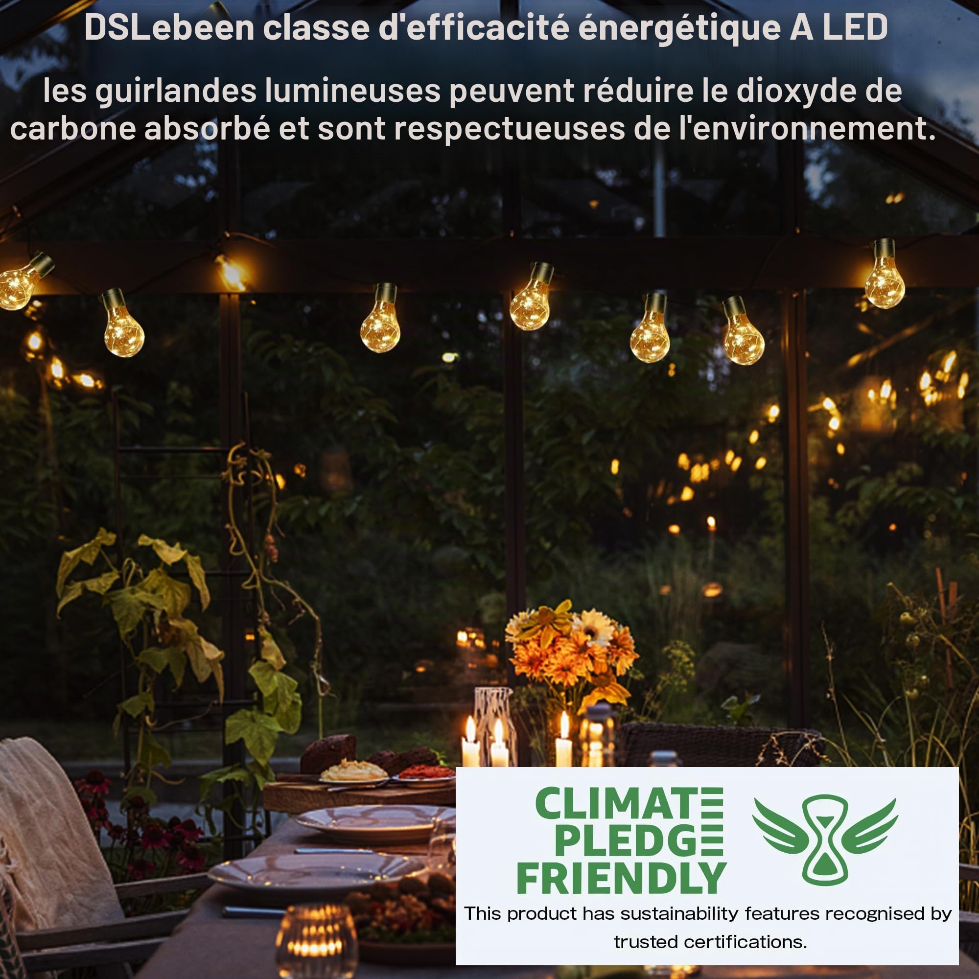 Guirlande lumineuse d'extérieur avec batterie et minuterie 9 m 12 ampoules A60 LED Télécommande Guirlande lumineuse avec 8 modes IP64 Guirlande lumineuse pour Noël, fenêtres, escaliers,