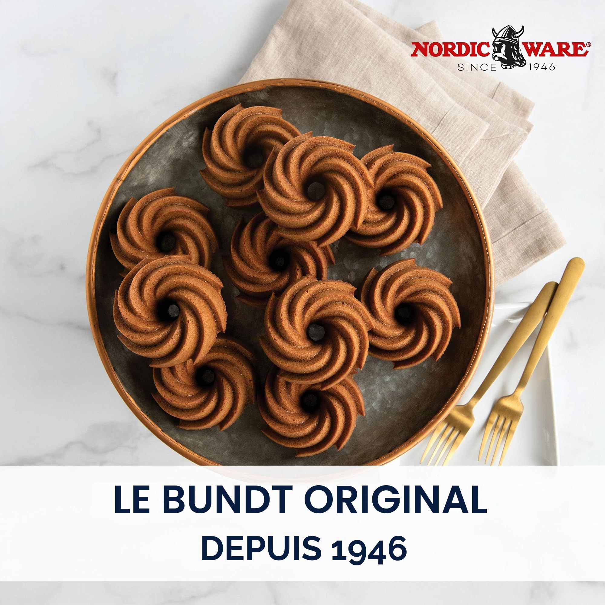 Nordic Ware Moule 6 mini Bundt® Heritage Gold