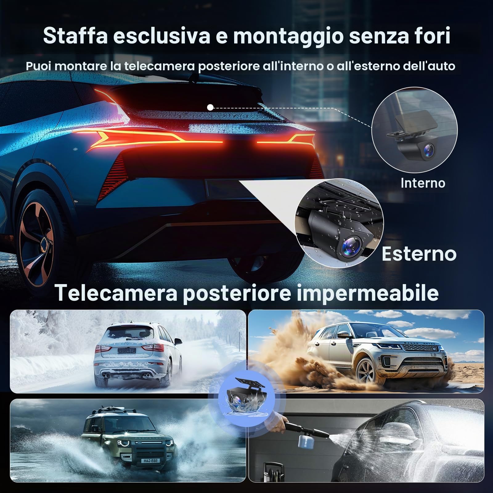 Vtopek WiFi Dash Cam Auto 4K 10" Dashcam Specchietto Retrovisore Sensore G | Registrazione in Loop, WDR, Visione Notturna, Grandangolare 140°+170°, Impermeabile IP69 Retrcamera per Camper Furgone SUV 6m