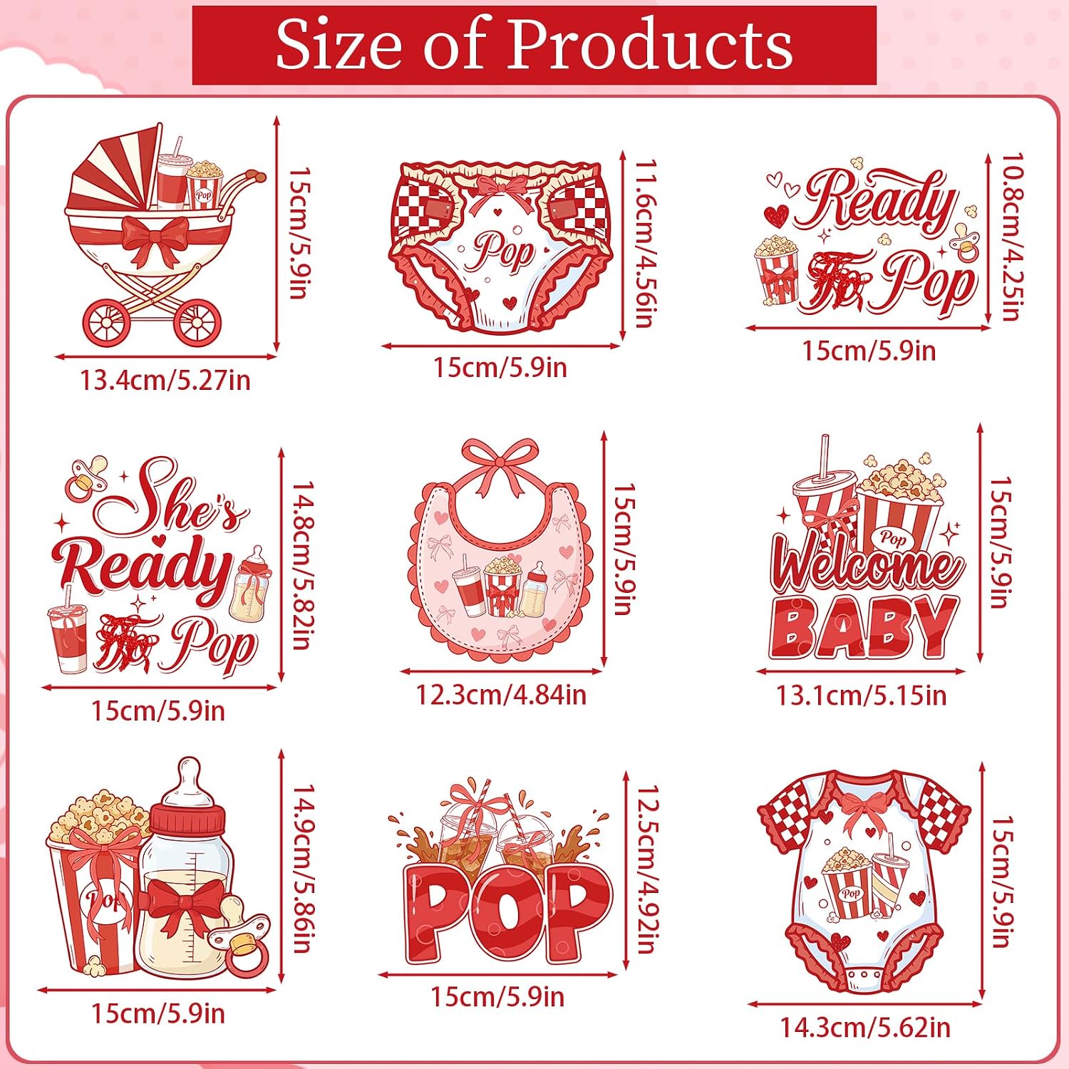 Ready to Soda Pop Decorations - 9 Pcs She's Ready to Soda Pop Baby Shower Honeycomb Centerpieces Decorations, Red and White Decor Supplies for Gender Reveal Baby Shower image 2
