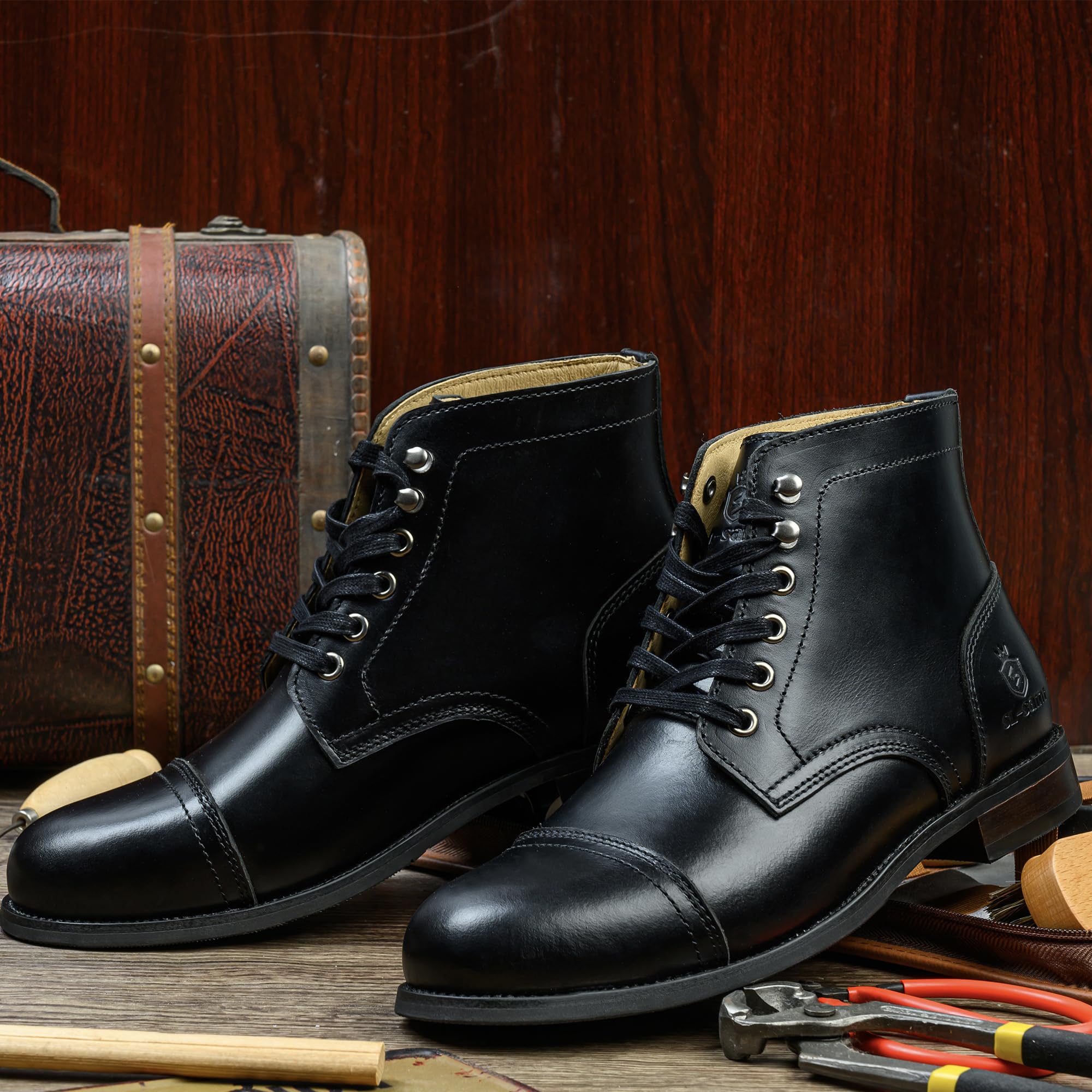 Handgemachte weiche Zehe Herren Klassische Stiefel Wasserdicht-Leder Kuhfell/Wolle Mode Winterschuhe