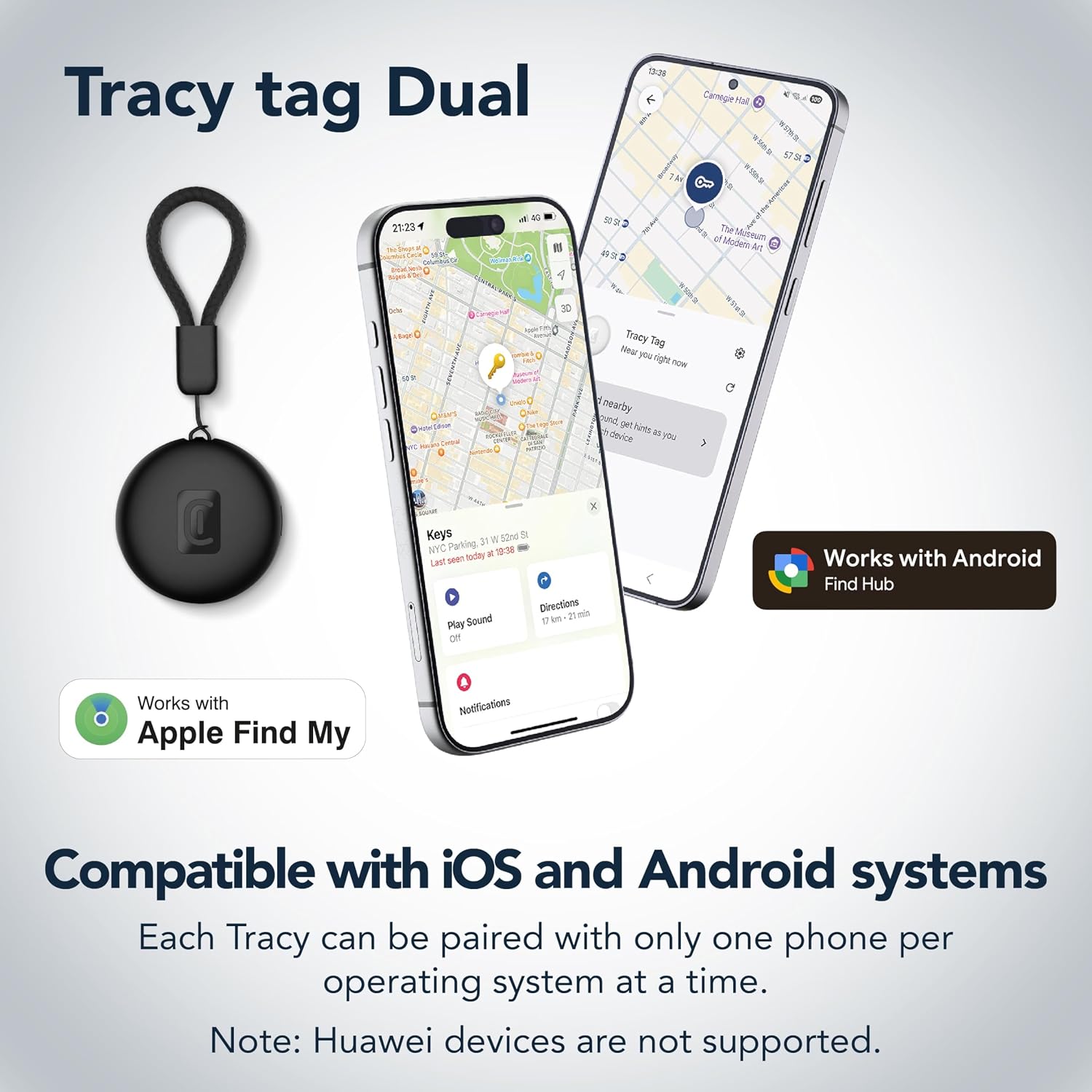 Cellularline Tracy Tag Dual compatible with iOS and Android systems