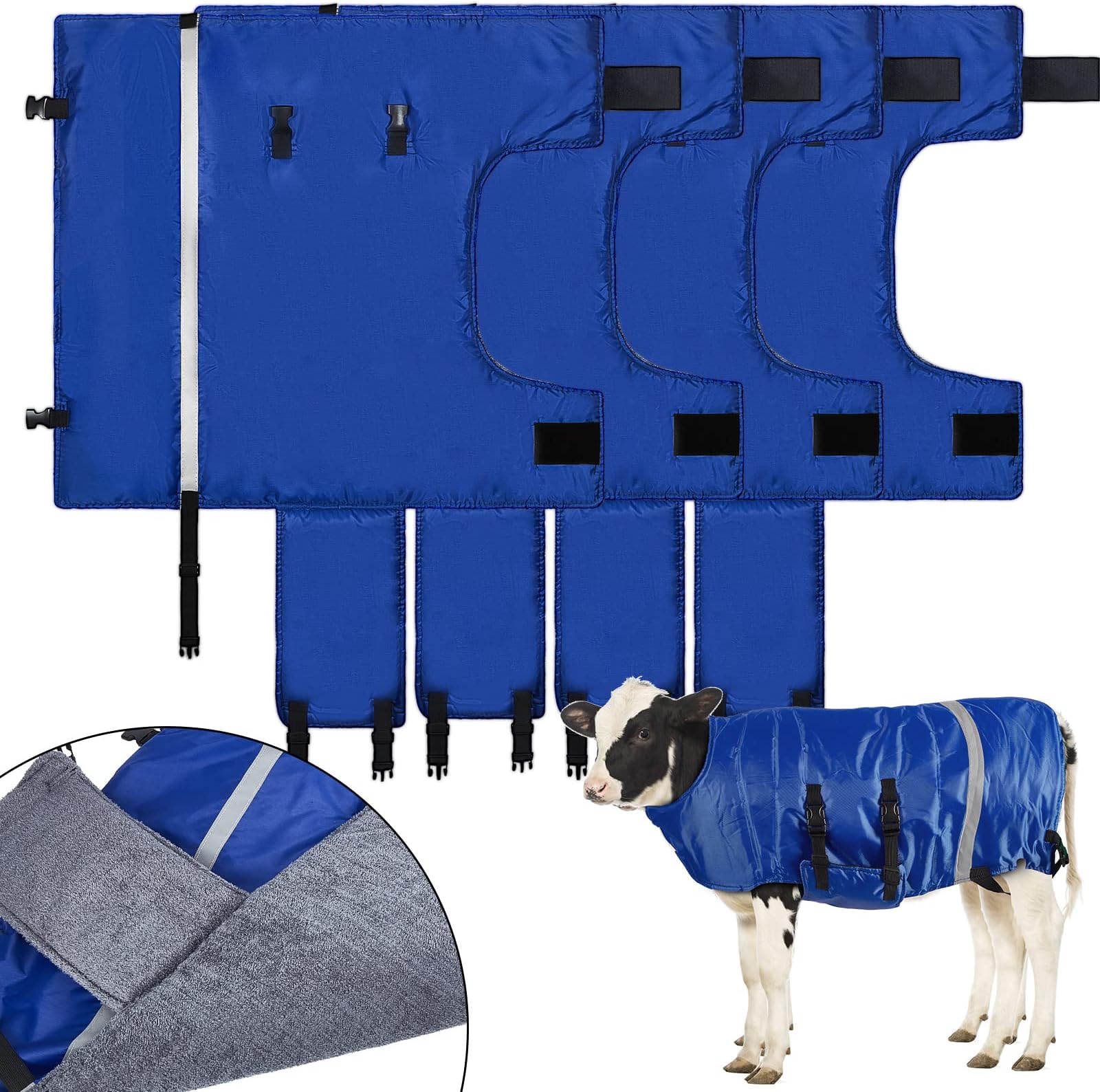 Dunzy 1 Pcs Calf Coat Calf Jacket Calves Warming Blanket Warm Thickened Waterproof Windproof Calves Saver Coat Blanket for Keeping Cow Baby Belly Protection (Blue)