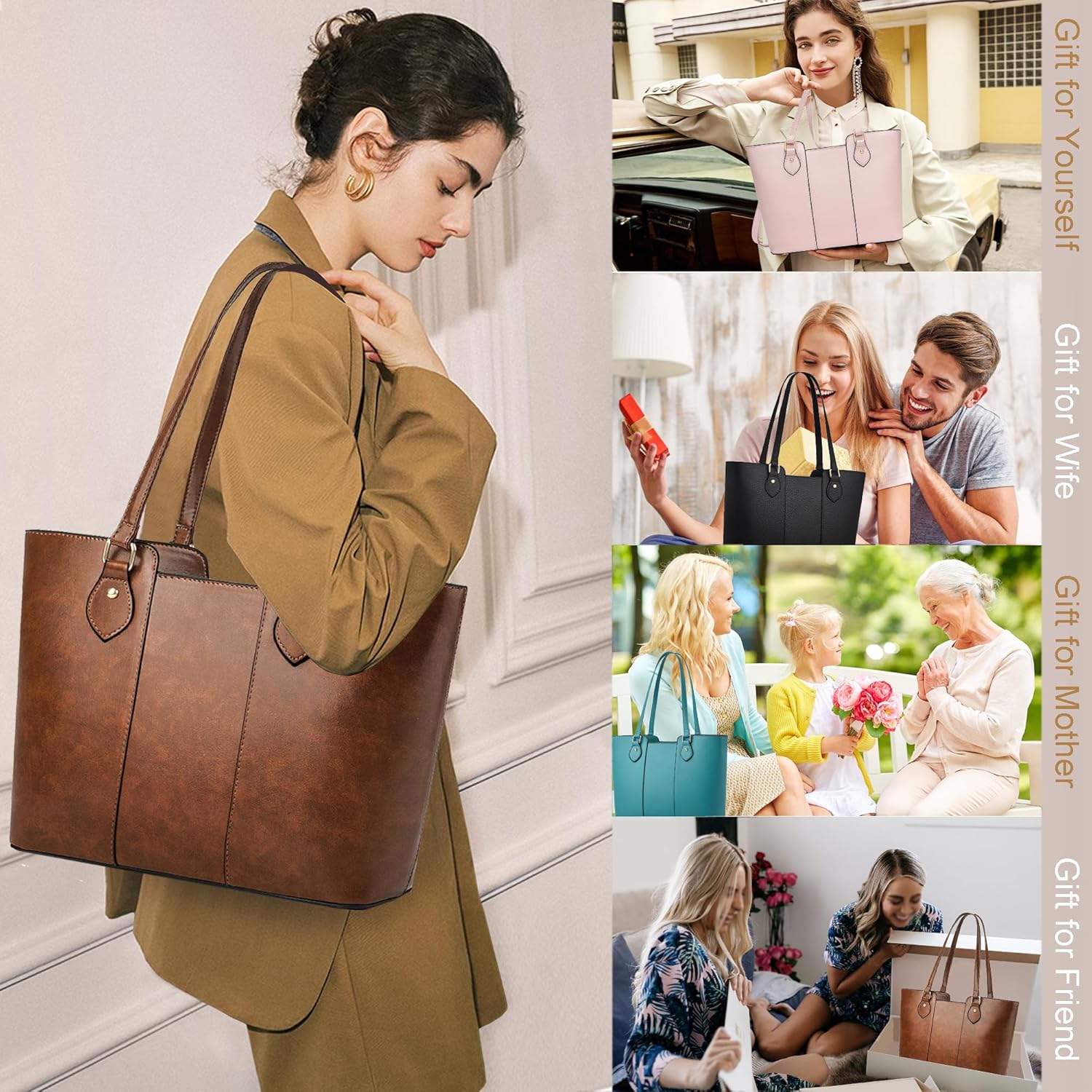CHICAROUSAL Tote Bag for Women Large Handbags and Purses for Women PU Leather Womens Shoulder Bags