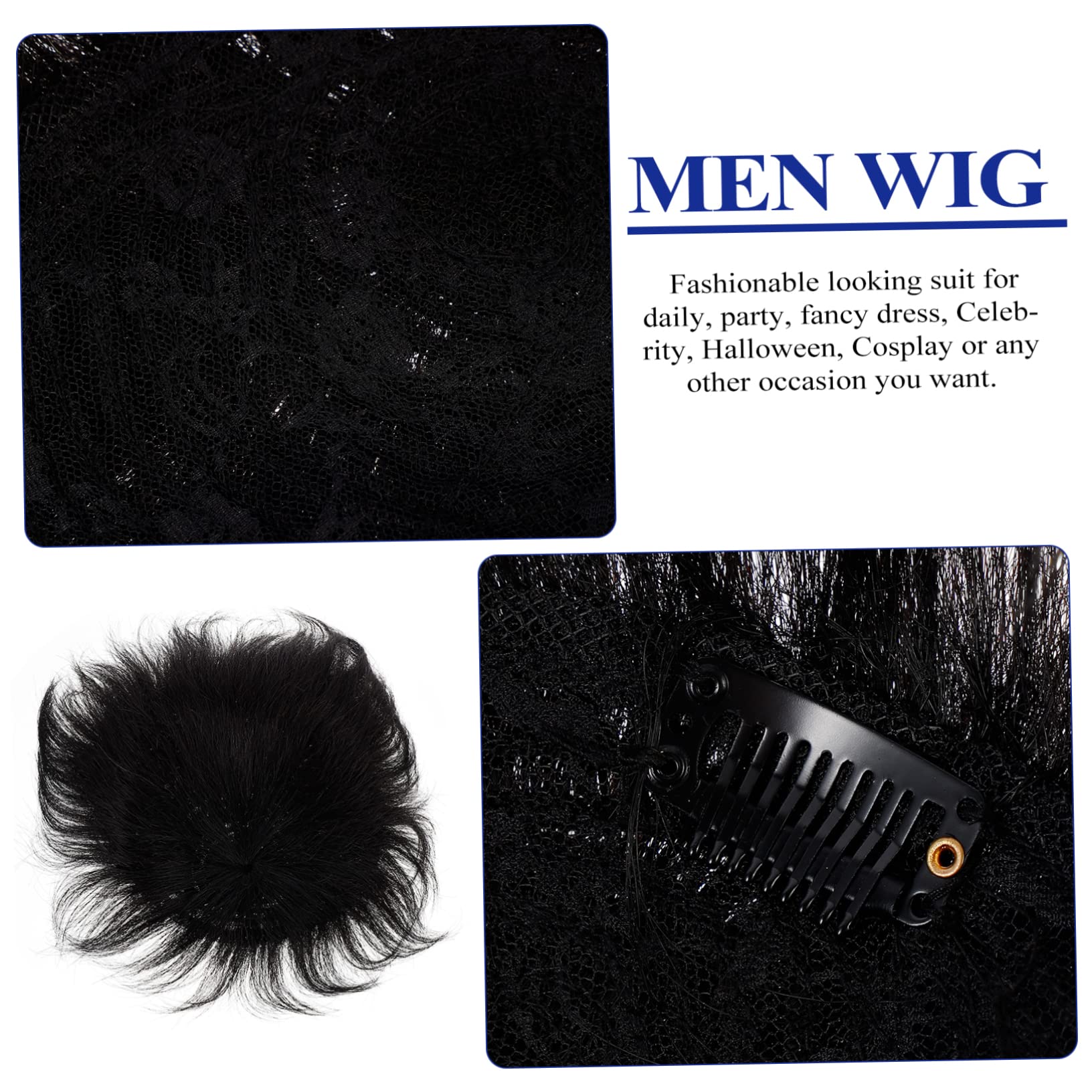 Peluca Masculina para Cubrir Calvo Pieza de Cabello Humano Extensión de Cabello Postiza para Uso Diario