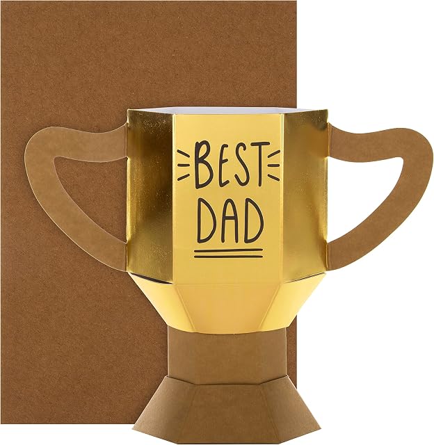 Hallmark 3D Birthday Card for Dad - 'Best Dad' Trophy Design, 17 x 14 x 0.2 cm