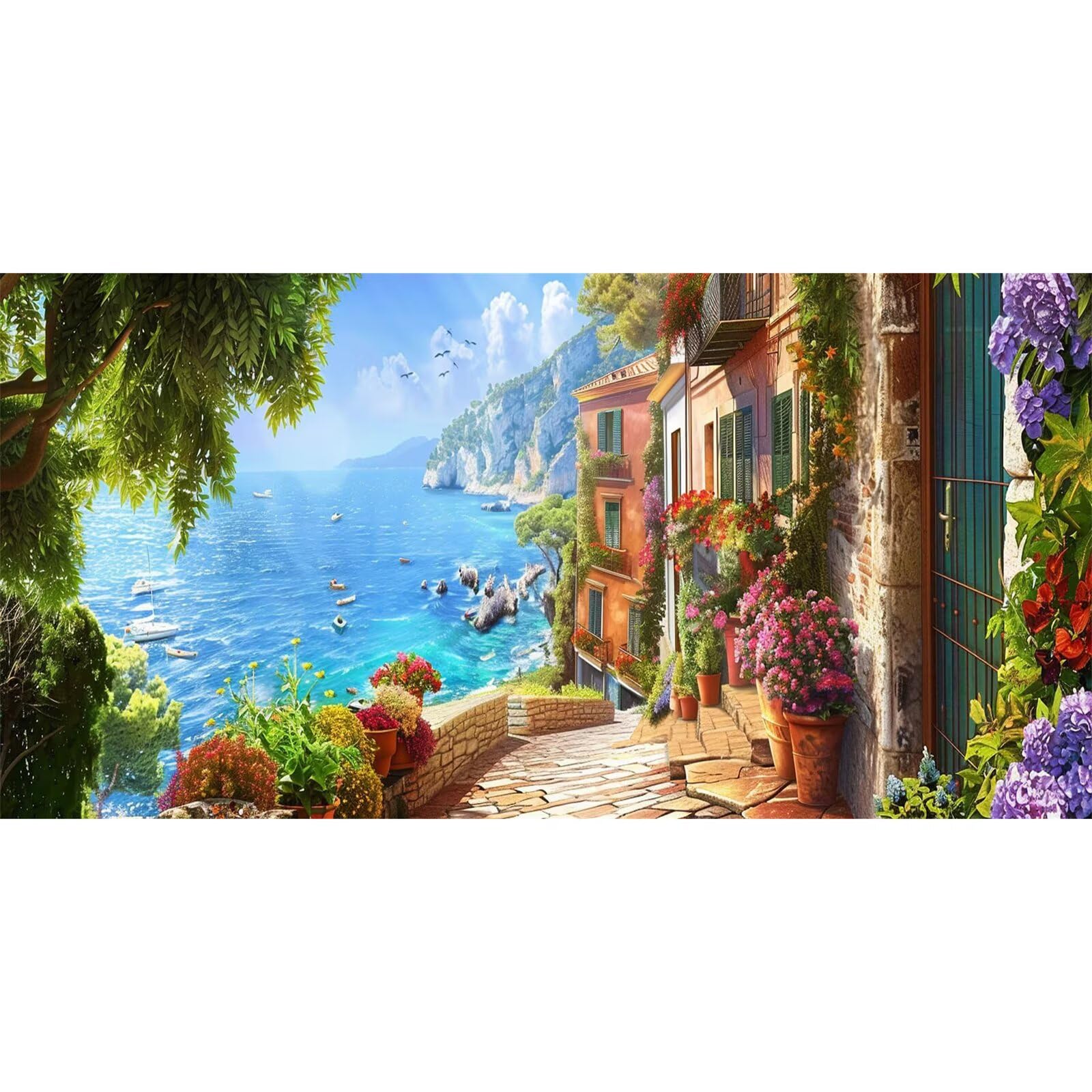Malarstwo diamentowe 5D, plaża i malowanie diamentami, zestaw "zrób to sam", malowanie według liczb, dla dorosłych, dekoracja ścienna, prezent, 100 x 200 cm, Mq-266