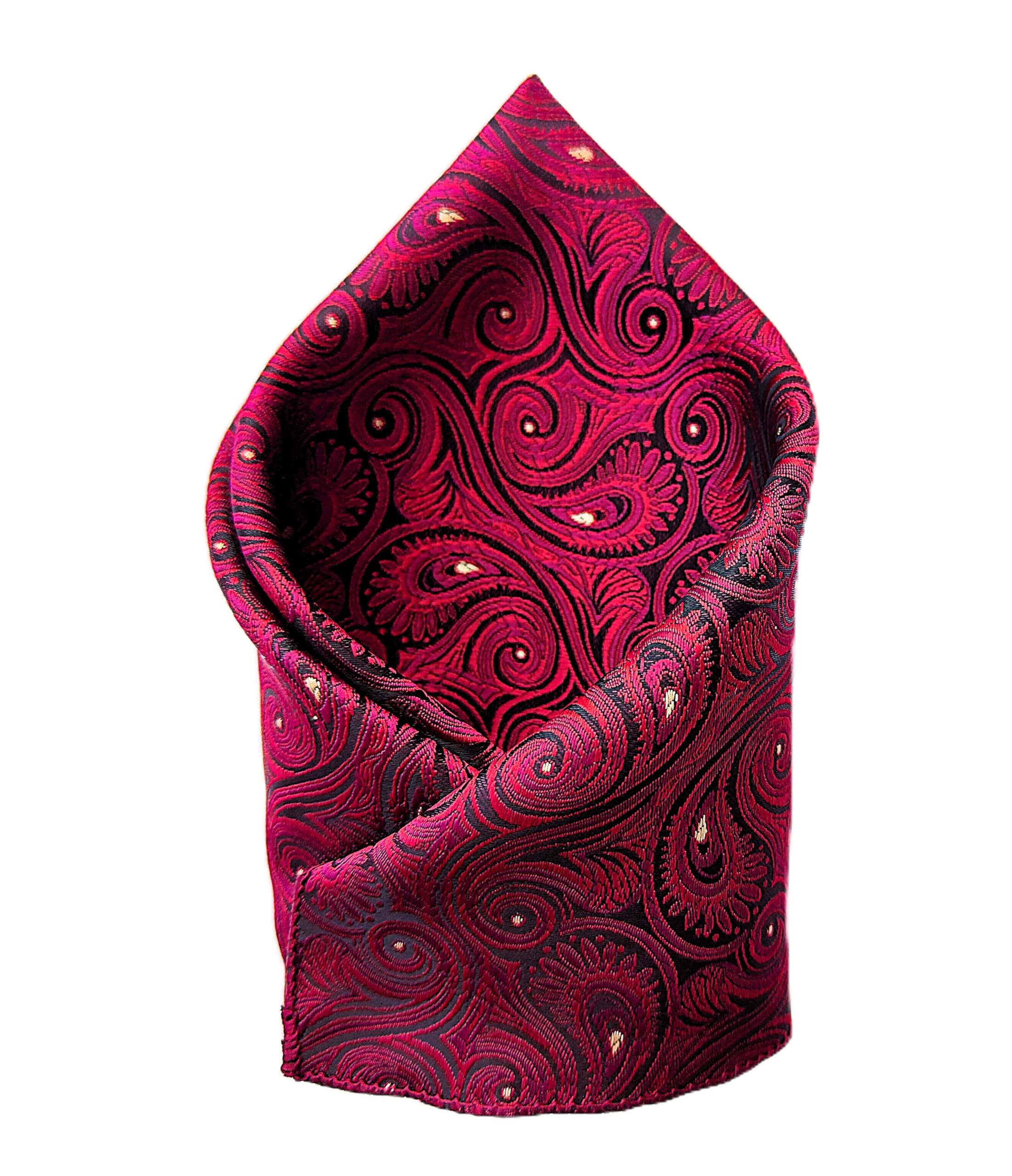voici France Men's Designer Pocket Square Paisley Satin Microfiber Free Size (Maroon & Gold)-picture-51
