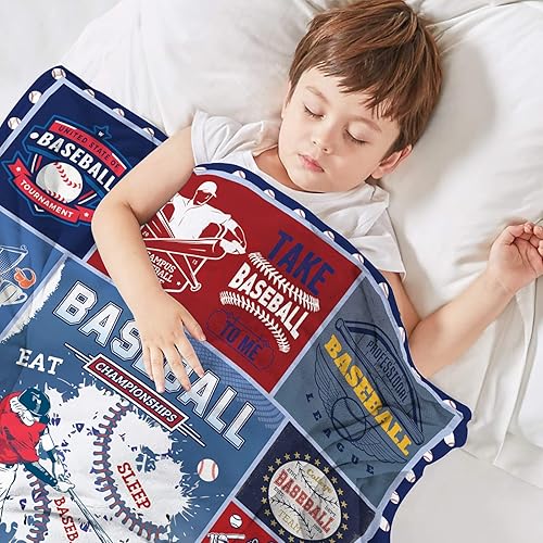 Miniatura 7 de Paready Manta de béisbol de franela suave de regalo para niños y adultos, fanáticos de los deportes, acogedora manta deportiva para todas las