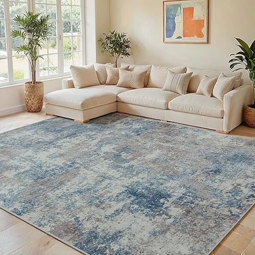 Vista 29 de Alfombra de área para sala de estar: 5 x 7 de interior, suave, esponjosa, alfombra abstracta para dormitorio, cocina, comedor, suelo, alfombra
