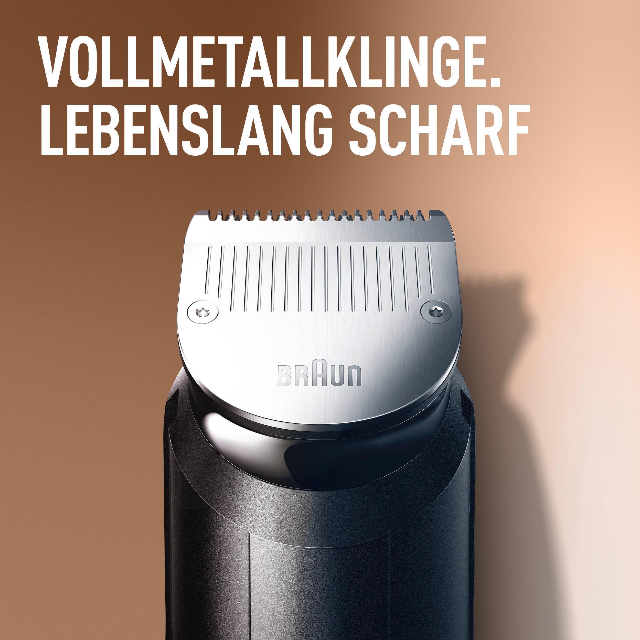 King C. Gillette Barttrimmer Pro, Geschenkset, Kupfer - Bartschneider Herren, Trimmer mit Präzisionsrad für 40 Längen, Kabelloser Bart Rasierer, Inkl. Bartshampoo 60ml + Bartbalsam 25ml