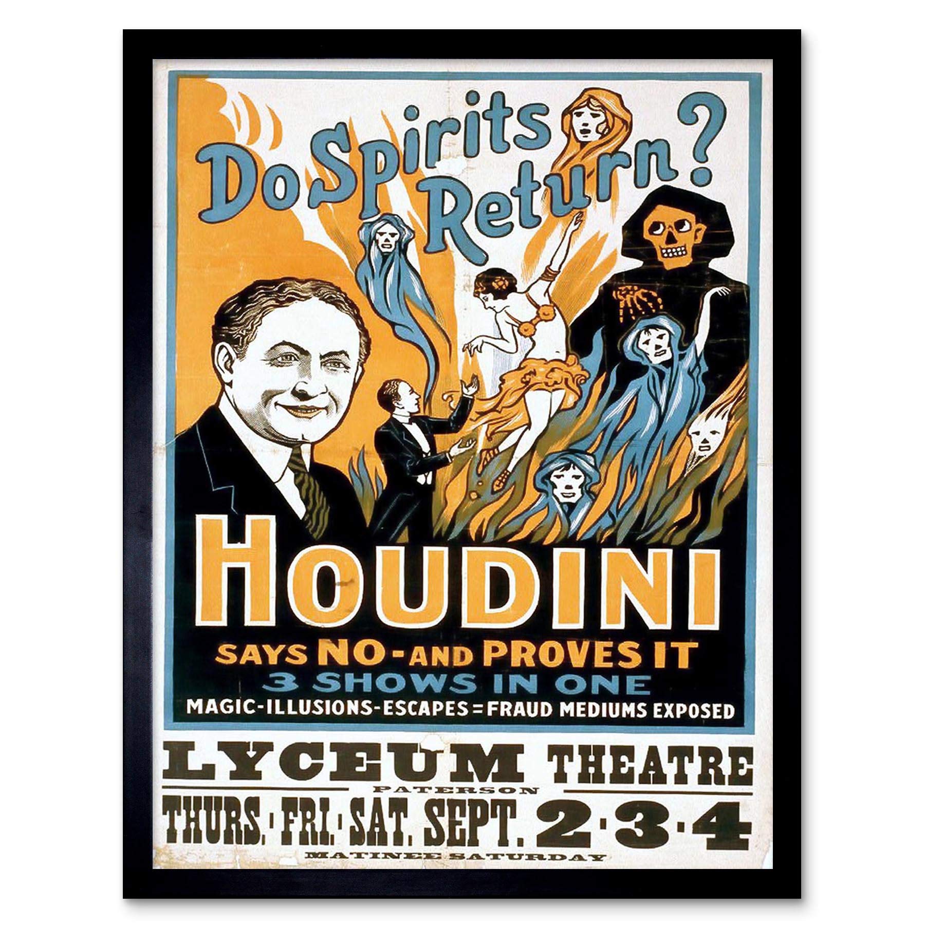 Wee Blue Coo Harry Houdini The Magician Vintage Advertising Art Print Framed Poster Wall Decor 12X16 Inch